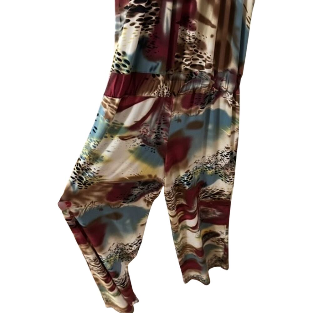 BillBao Women’s Size Med Boho Wide Leg Jumpsuit Animal Print Tropical Vacation - Picture 4 of 8